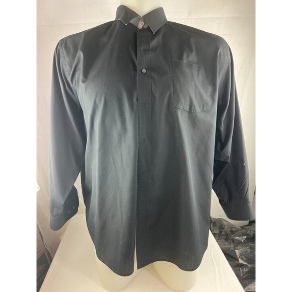 Men’s A(2)Z New York Long Sleeve Button Up Dress Shirt Size 4XL Black EUC - Picture 1 of 4